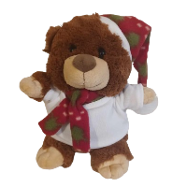 Peluche avec t-shirt personnalisé - Modèle ours de Noël
