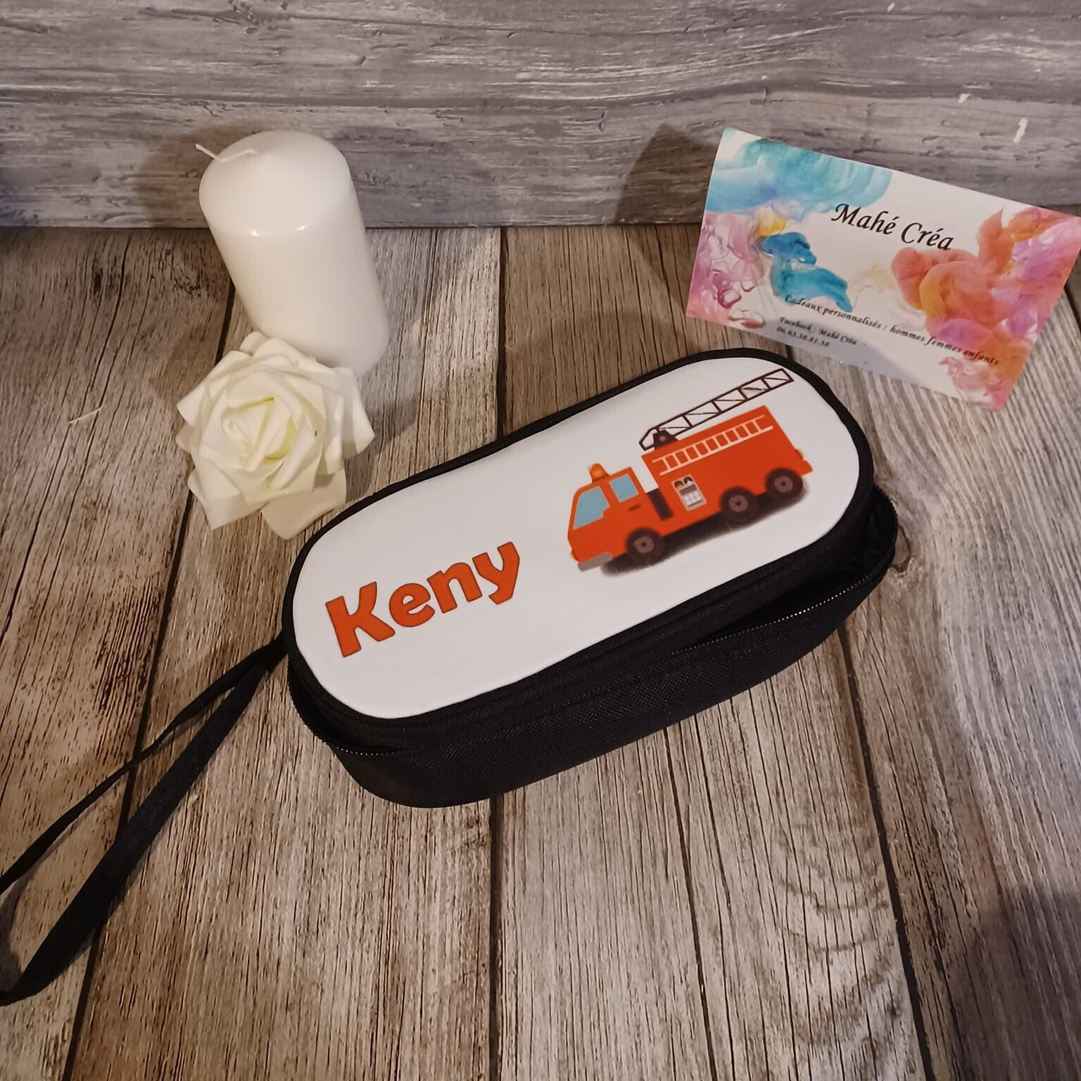 Trousse à crayons personnalisée - Modèle camion de pompier