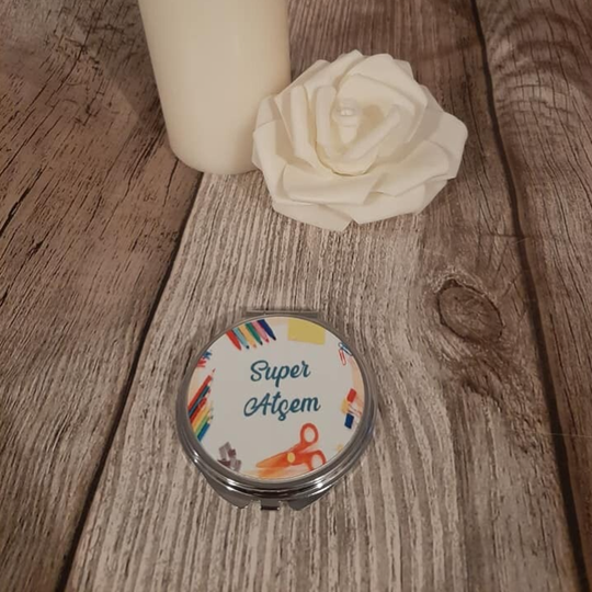 Miroir de poche personnalisé - Modèle fourniture scolaire