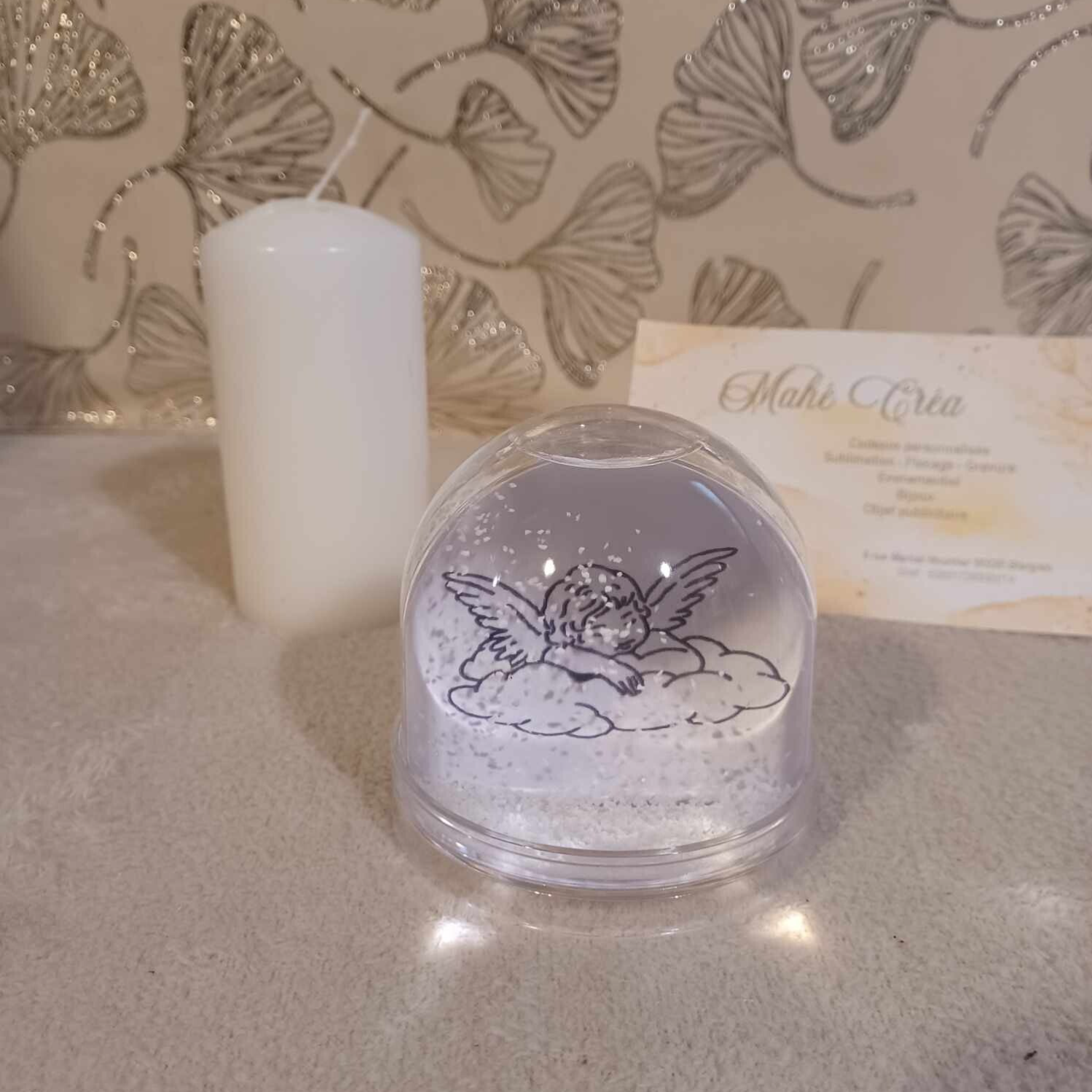 Boule à neige personnalisée - Modèle ange sur nuage
