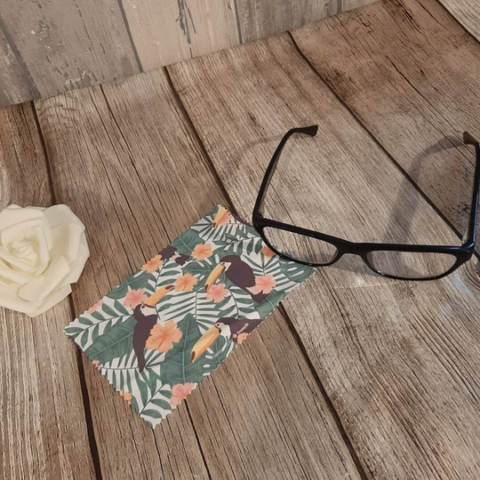 Lingette à lunette personnalisée - Modèle toucan tropical