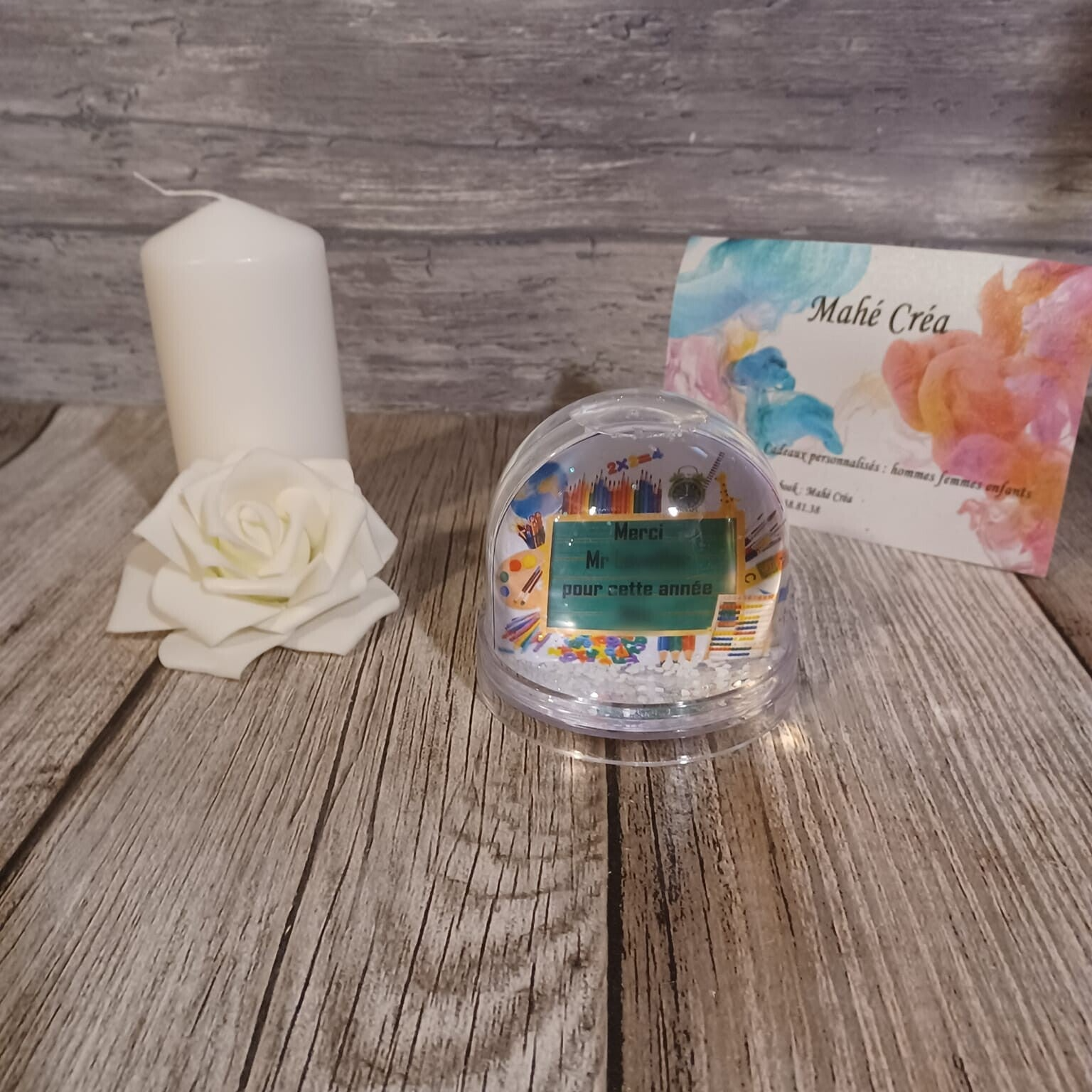 Boule à neige personnalisée - Modèle tableau et motif d'école