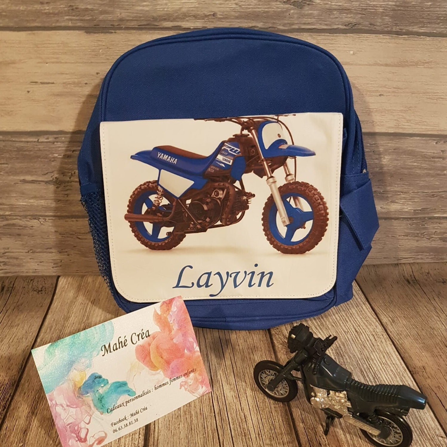 Cartable maternelle/crèche/nounou personnalisé - Modéle moto cross