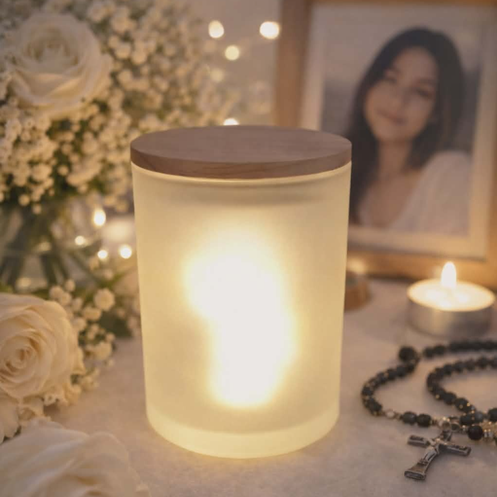 Pot commémoratif avec bougie led personnalisé - Modèle 100% personnalisable selon vos souhaits