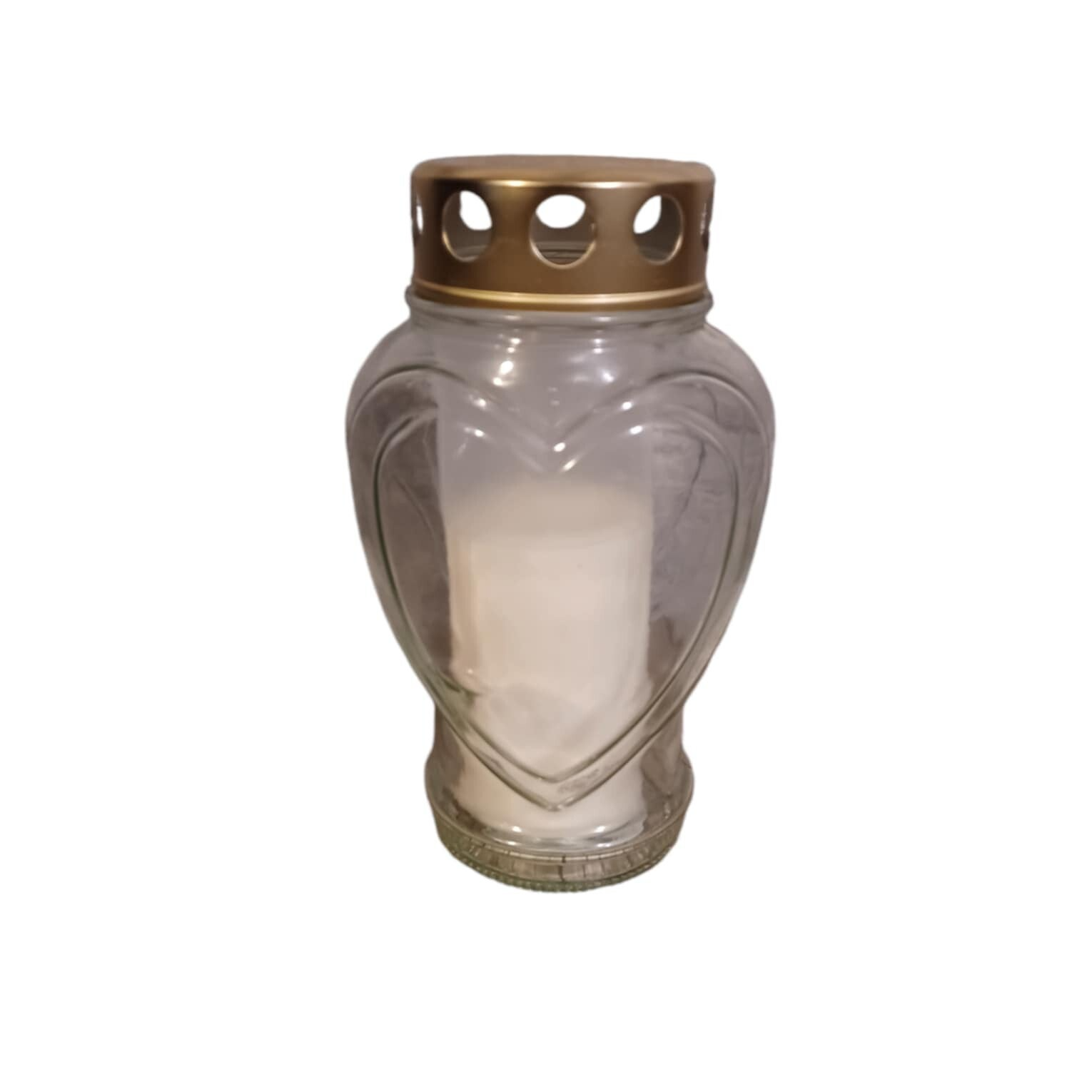 Bougie funéraire en verre en forme de coeur - Modèle 100% personnalisable selon vos souhaits