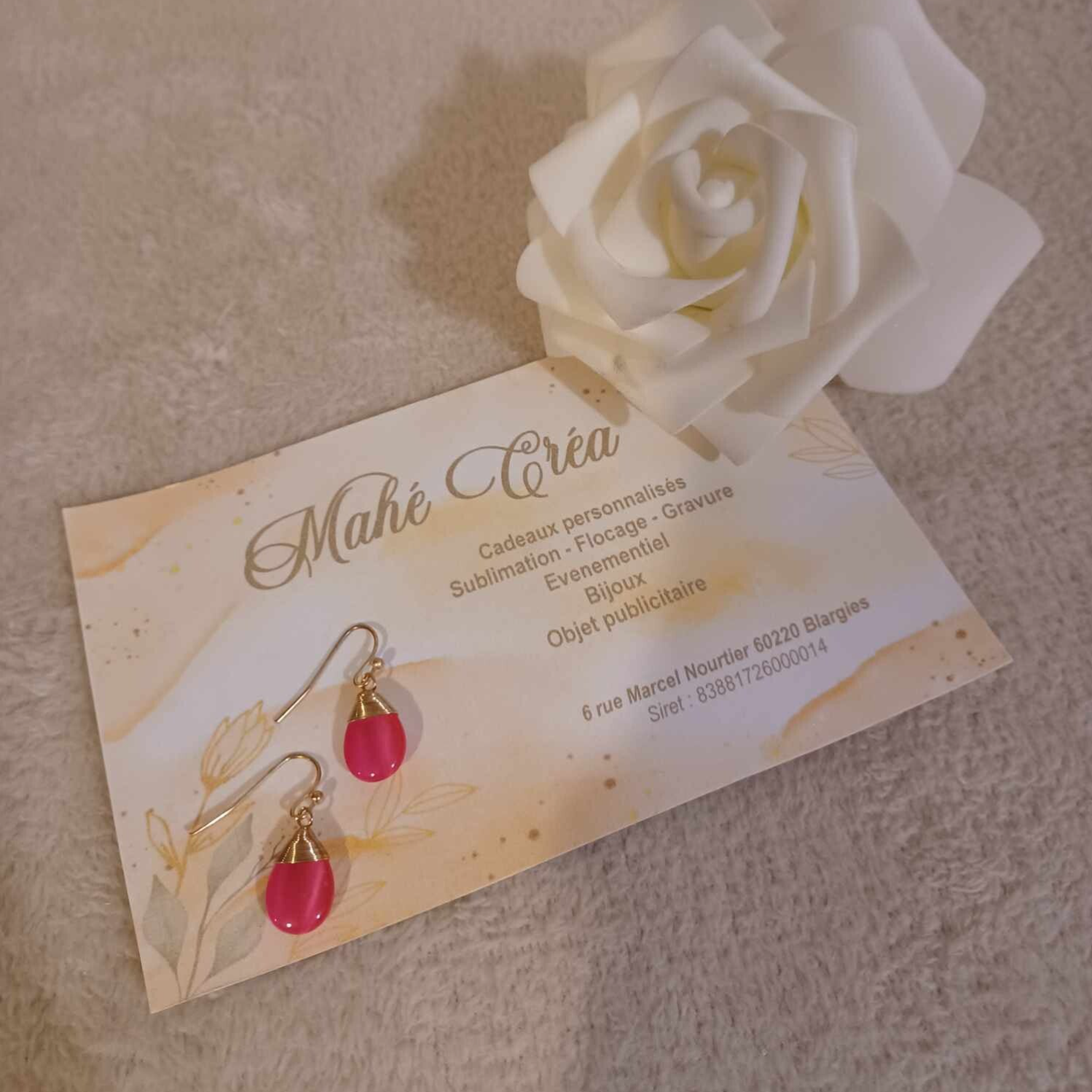 Boucles d'oreilles - Modèle goutte rose