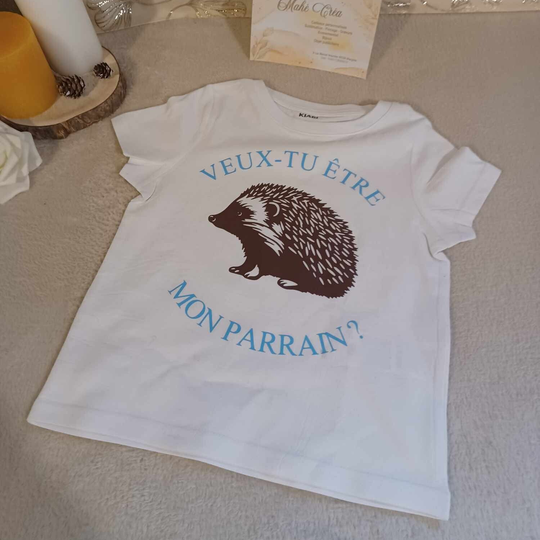 T-shirt enfant blanc sublimation - Modèle hérisson
