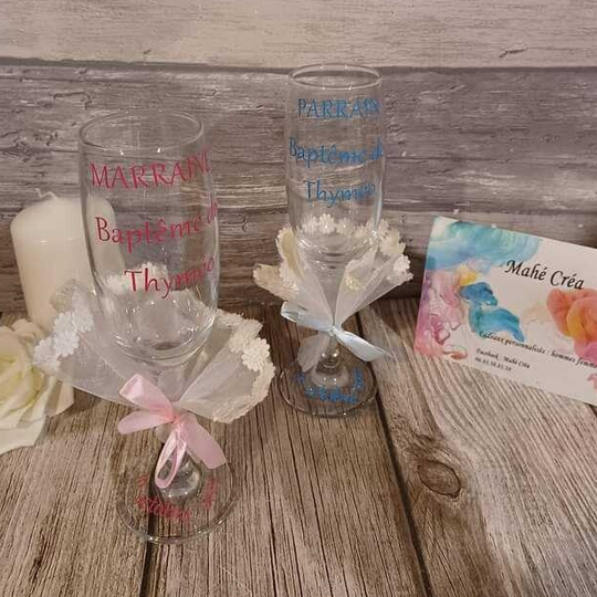 Flûte à champagne personnalisée vinyle adhésif - Modèle texte