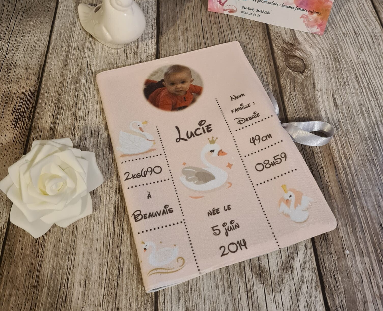 Protège carnet de santé personnalisé - Modèle cygne