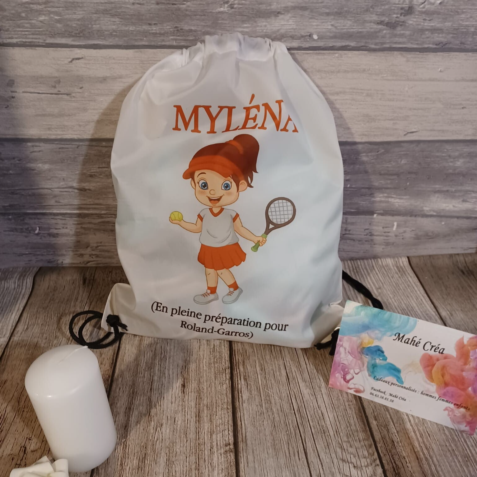 Sac à dos ficelle personnalisé - Modèle petite fille tennis