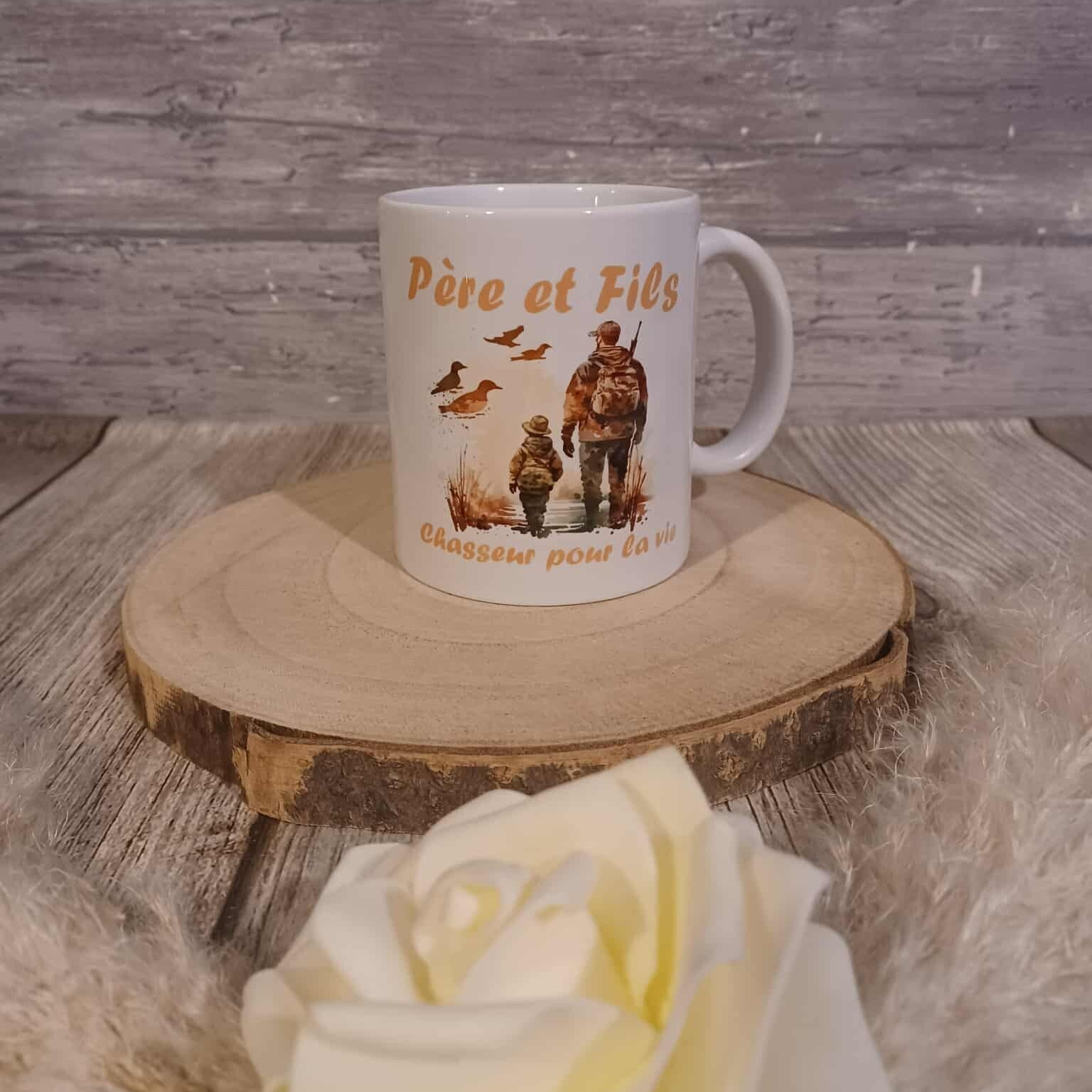 Mug personnalisé - Modèle chasseur avec son fils