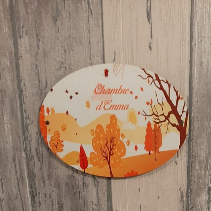 Plaque de porte personnalisée - Modèle forêt d'automne