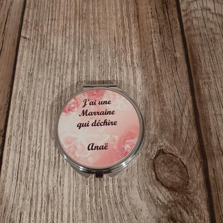 Miroir de poche personnalisé - Modèle fond papillon