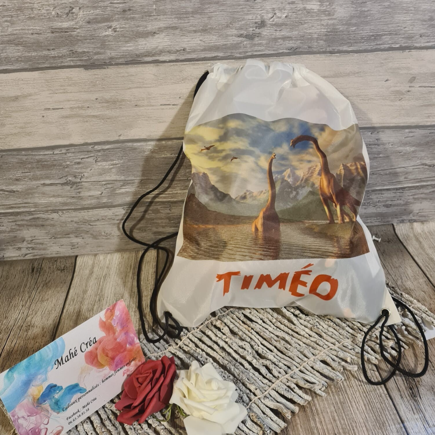 Sac à dos ficelle personnalisé - Modèle dinosaure