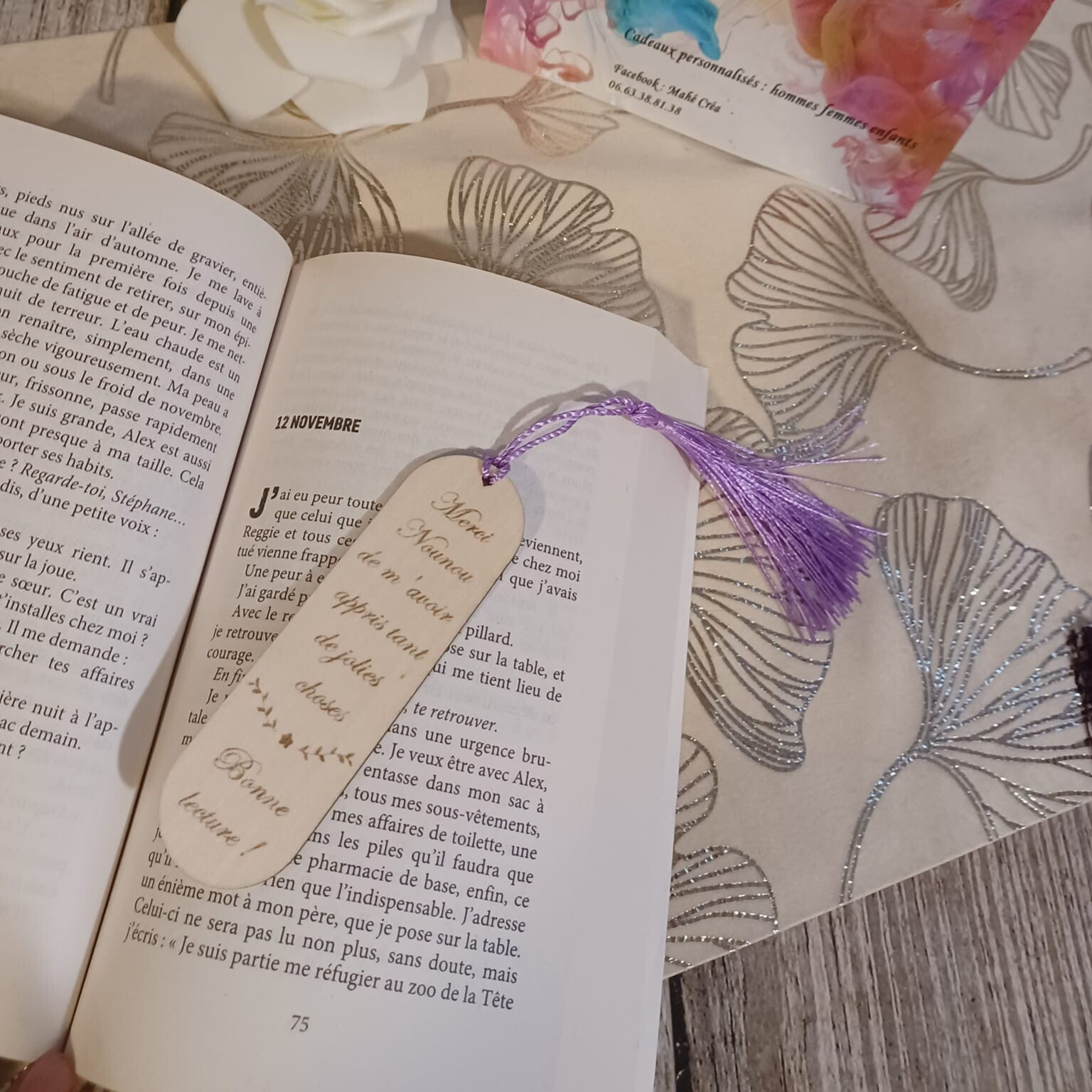 Marque page personnalisé - Modèle épi avec petite fleur