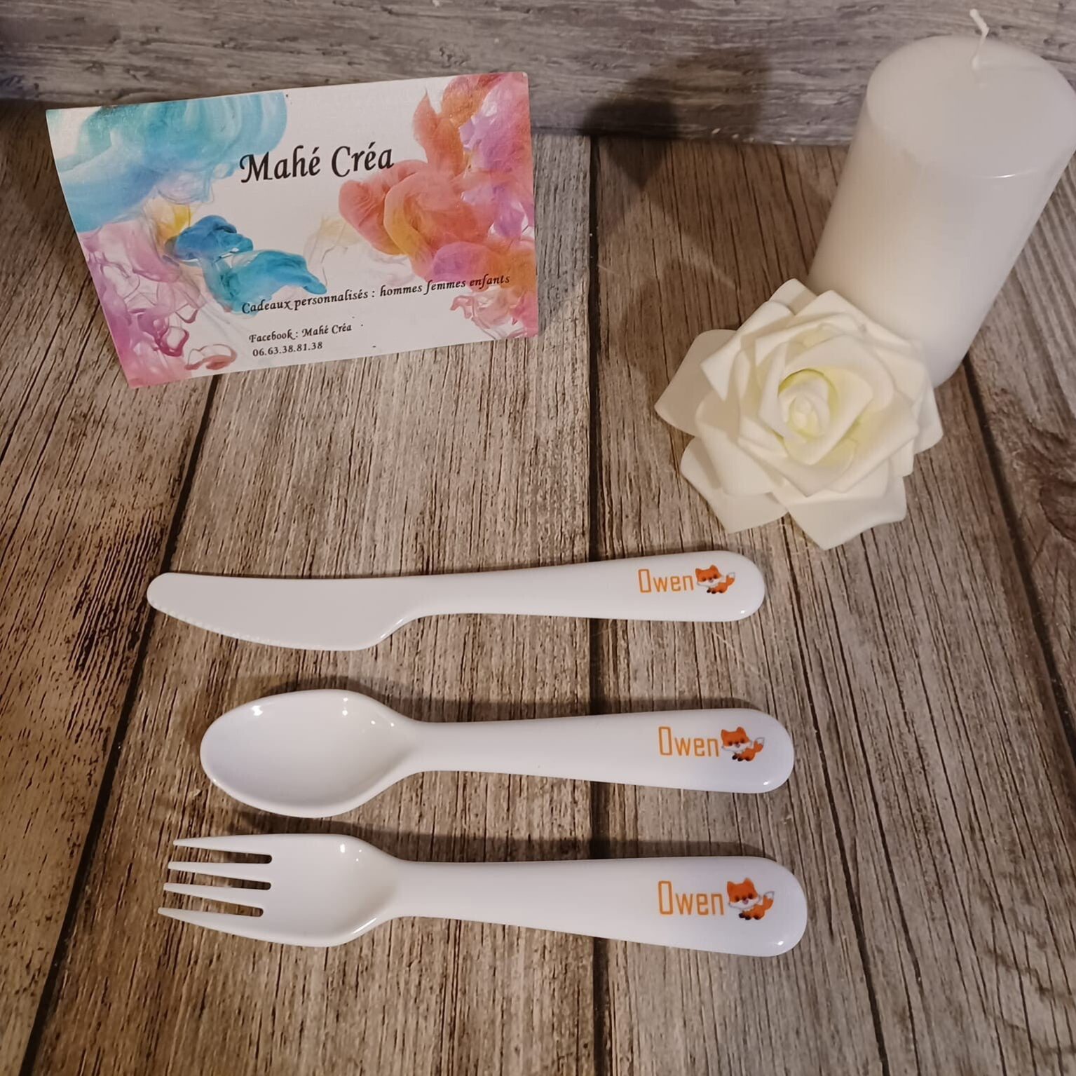 Lot de couverts personnalisés - Modèle renard 3