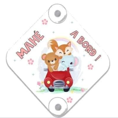Panneau "à bord" personnalisé - Modèle animaux en voiture