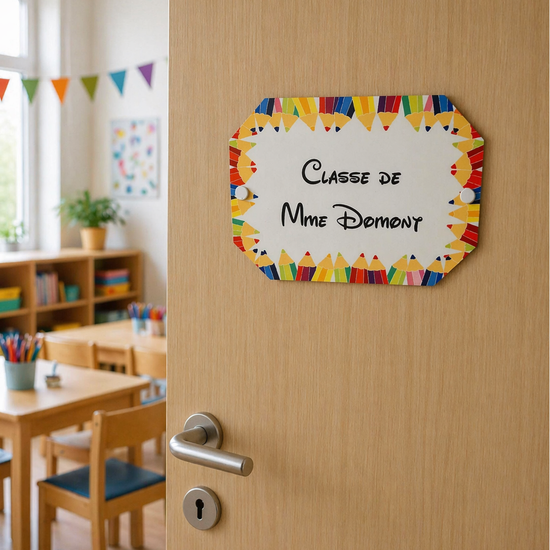 Plaque de porte personnalisée - Modèle crayon