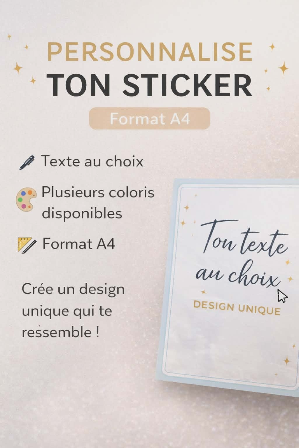 Sticker format A4 - Modèle 100% personnalisable selon vos souhaits