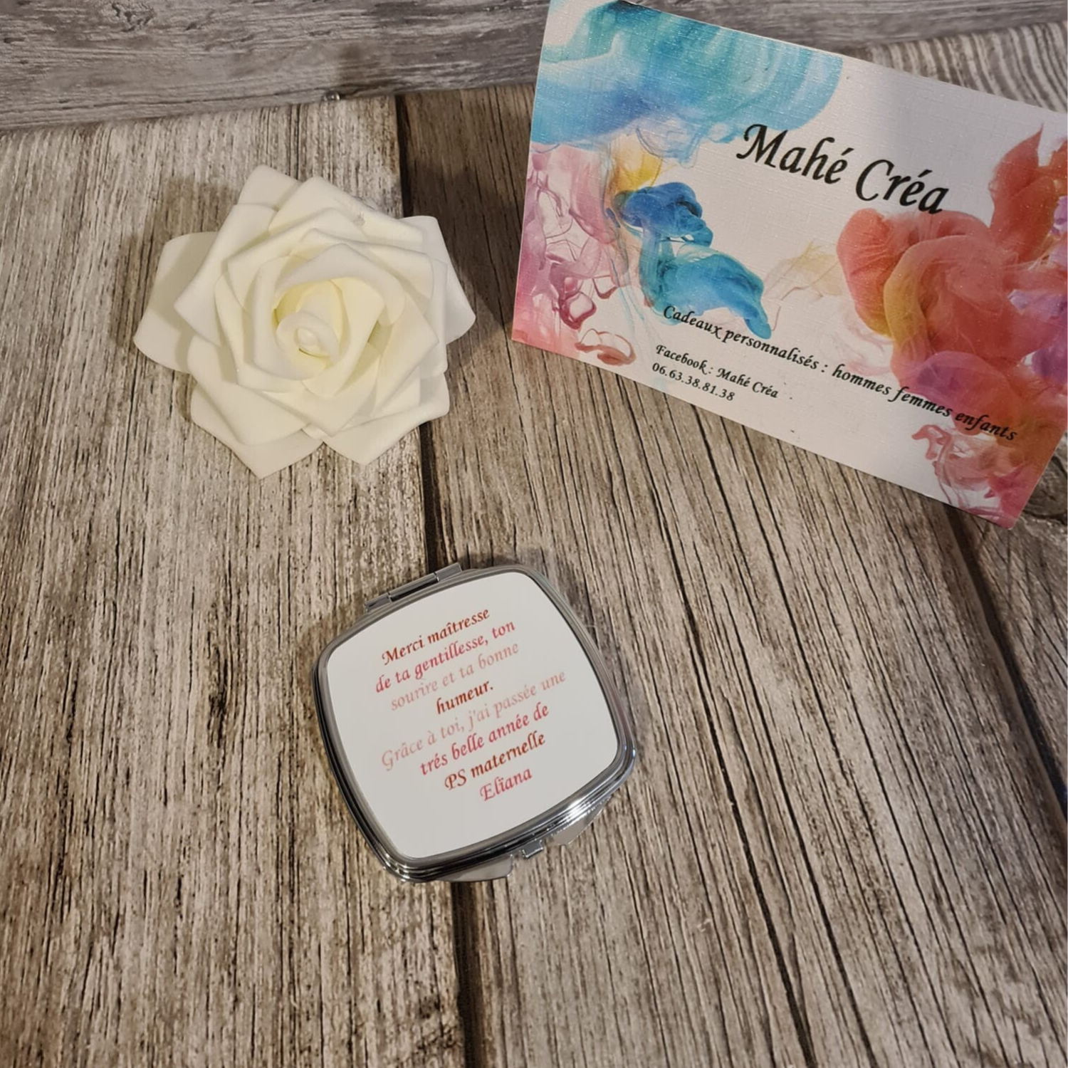 Miroir de poche personnalisé - Modèle texte et étoiles