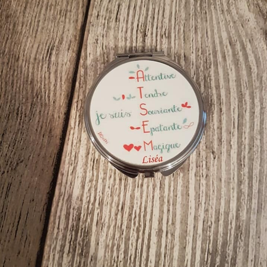Miroir de poche personnalisé - Modèle apostiche "ATSEM"