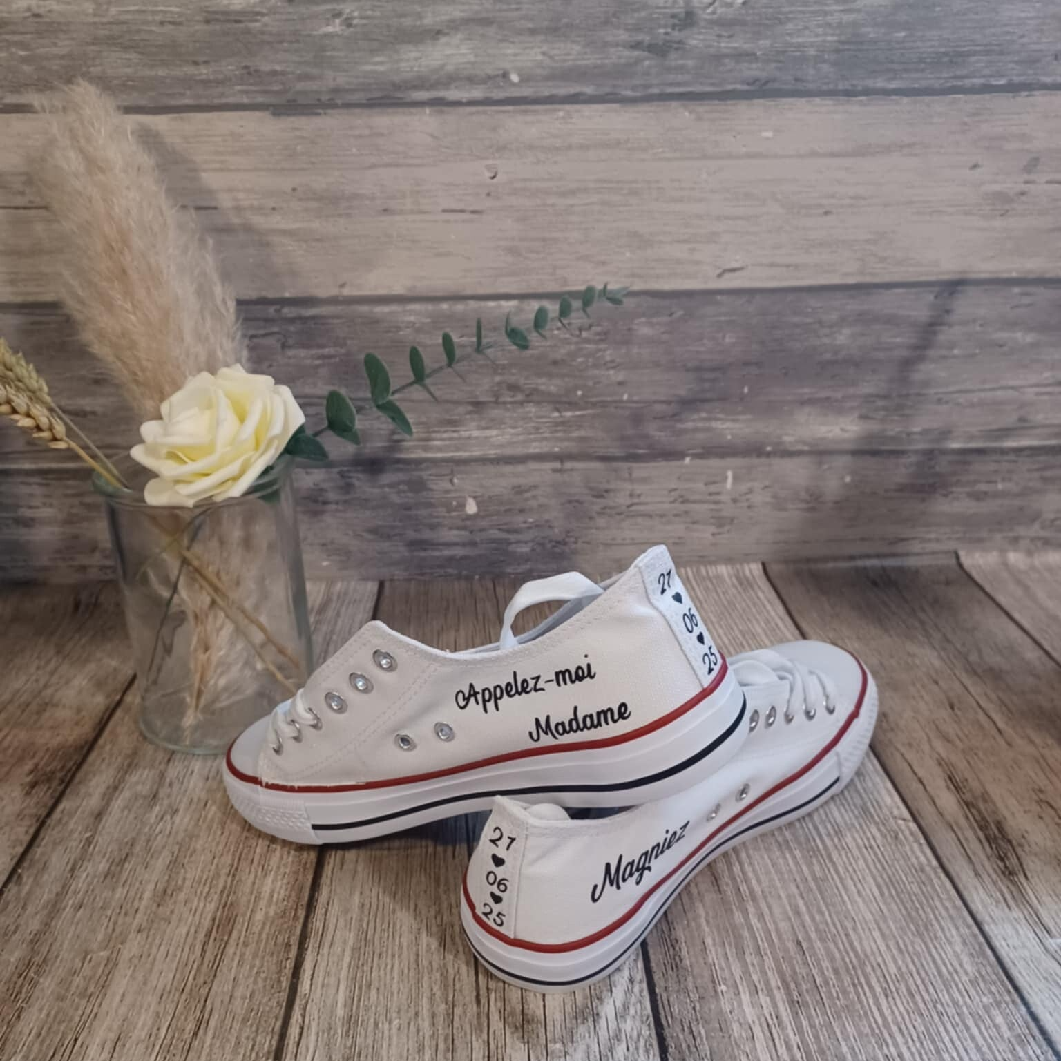 Basket en toile basse personnalisée - Modèle texte