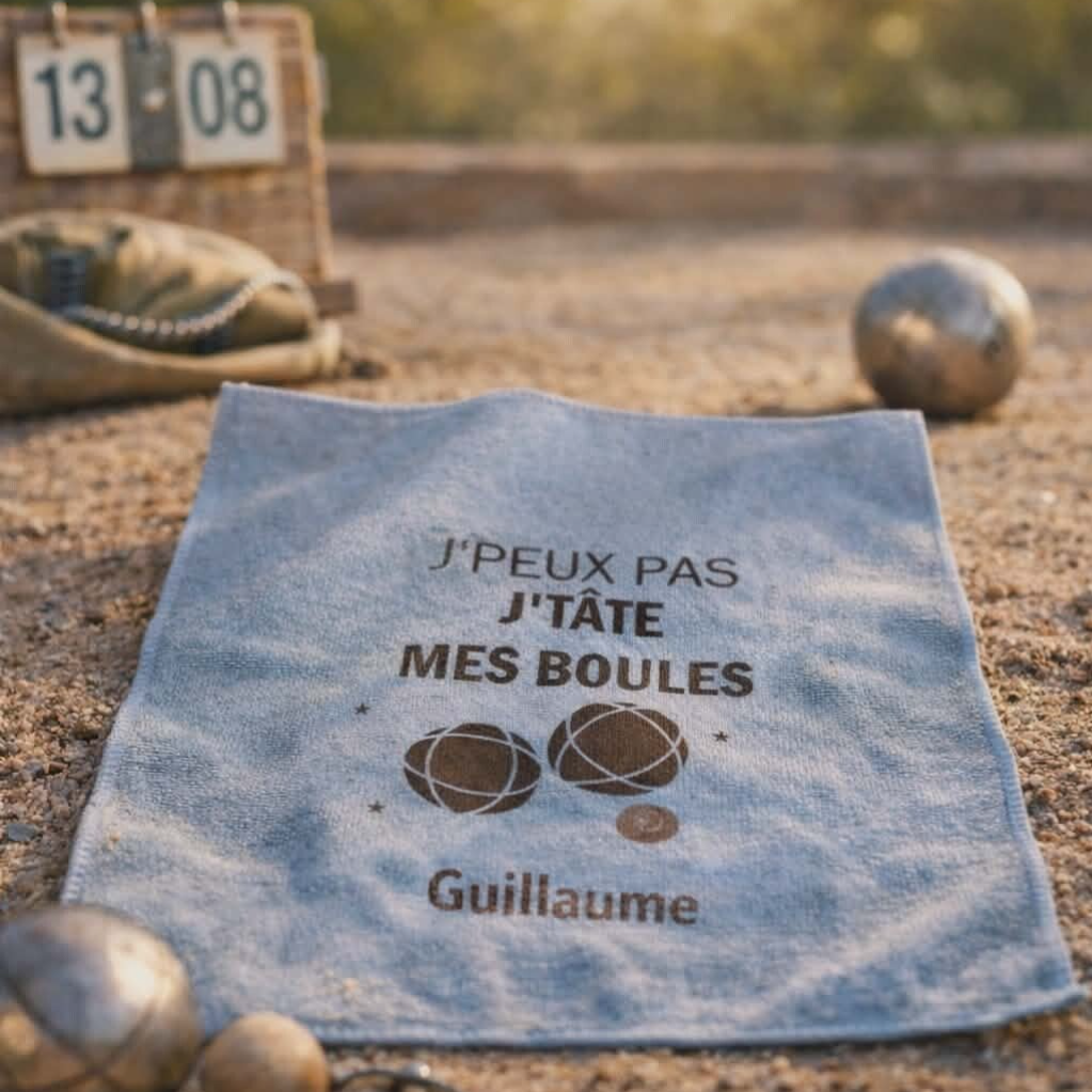 Chiffon personnalisé - Modèle 2 boules avec cochonnet et étoiles