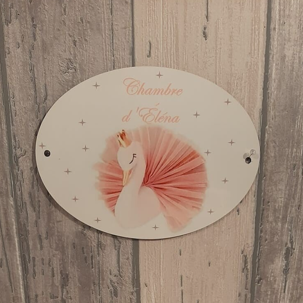 Plaque de porte personnalisée - Modèle cygne