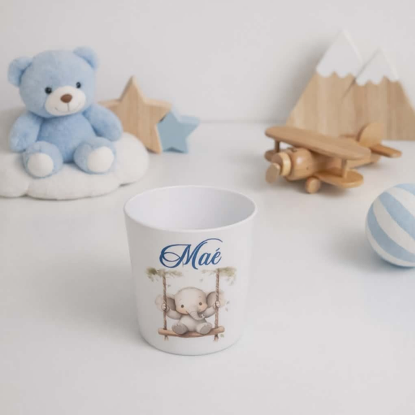 Gobelet polymère personnalisé - Modèle éléphant sur balançoire