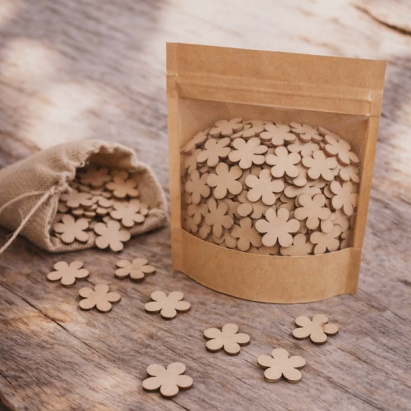 Sachet de confetti en bois - Modèle fleur