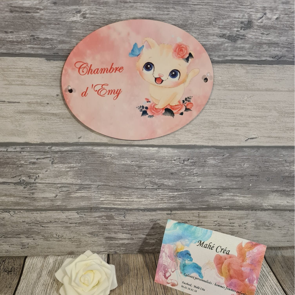 Plaque de porte personnalisée - Modèle chat