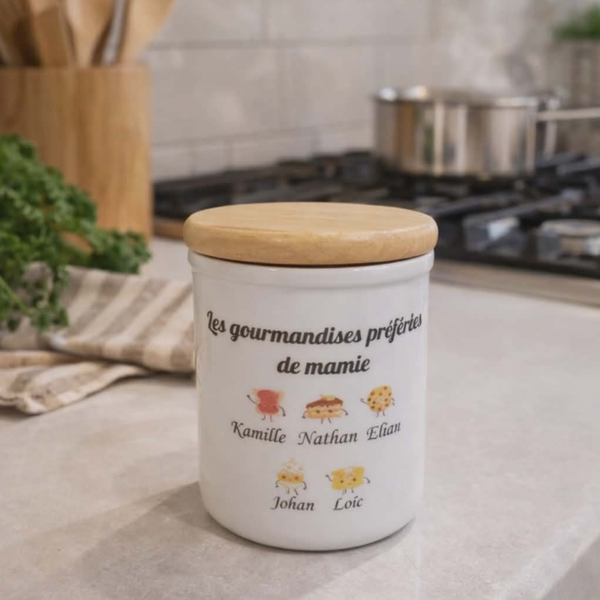 Pot de cuisine céramique personnalisé avec bouchon - Modèle petits gâteaux