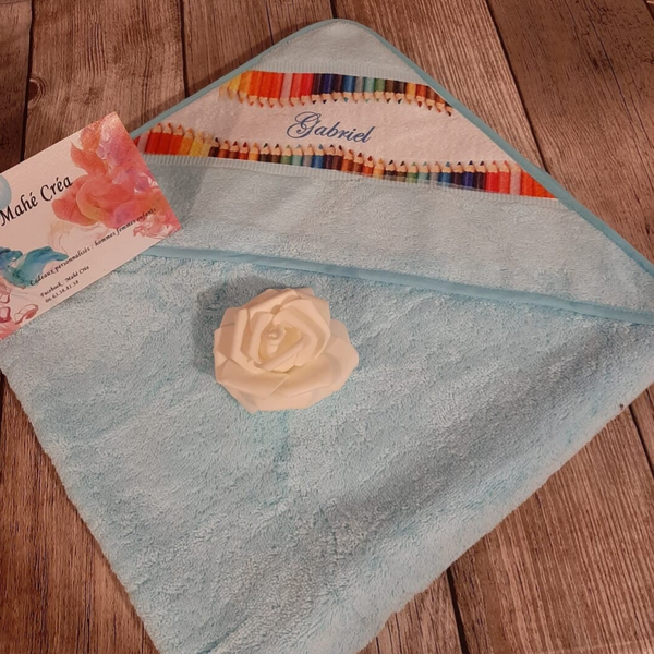 Cape de bain / Sortie de bain personnalisée - Modèle crayon de couleur