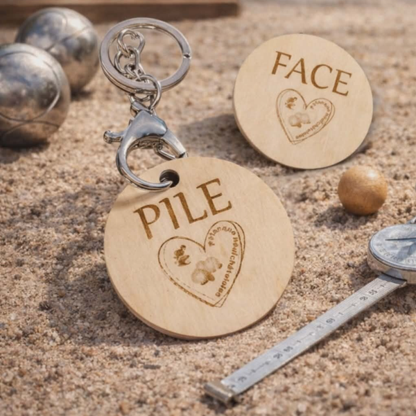 Pile ou face en bois personnalisé - Modèle logo