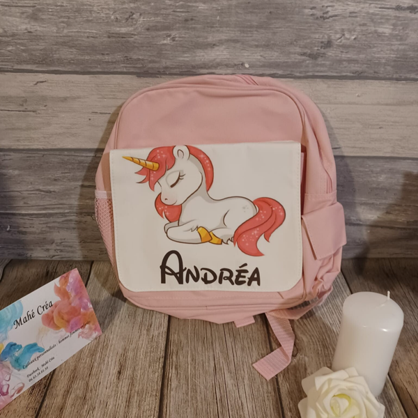 Cartable maternelle/crèche/nounou personnalisé - Modéle licorne 2