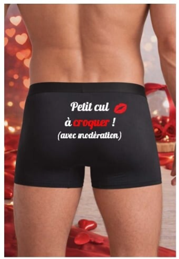 Boxer personnalisé - Modèle "Petit cul à croquer ! (avec modération)"