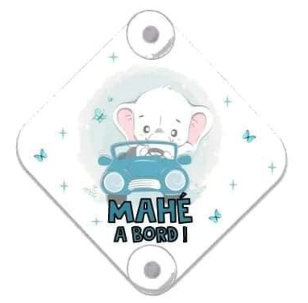 Panneau "à bord" personnalisé - Modèle éléphant en voiture et étoile