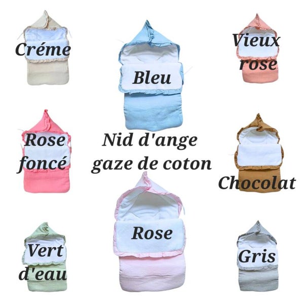 Nid d'ange en gaze de coton personnalisé - Modèle 100% personnalisable selon vos souhaits