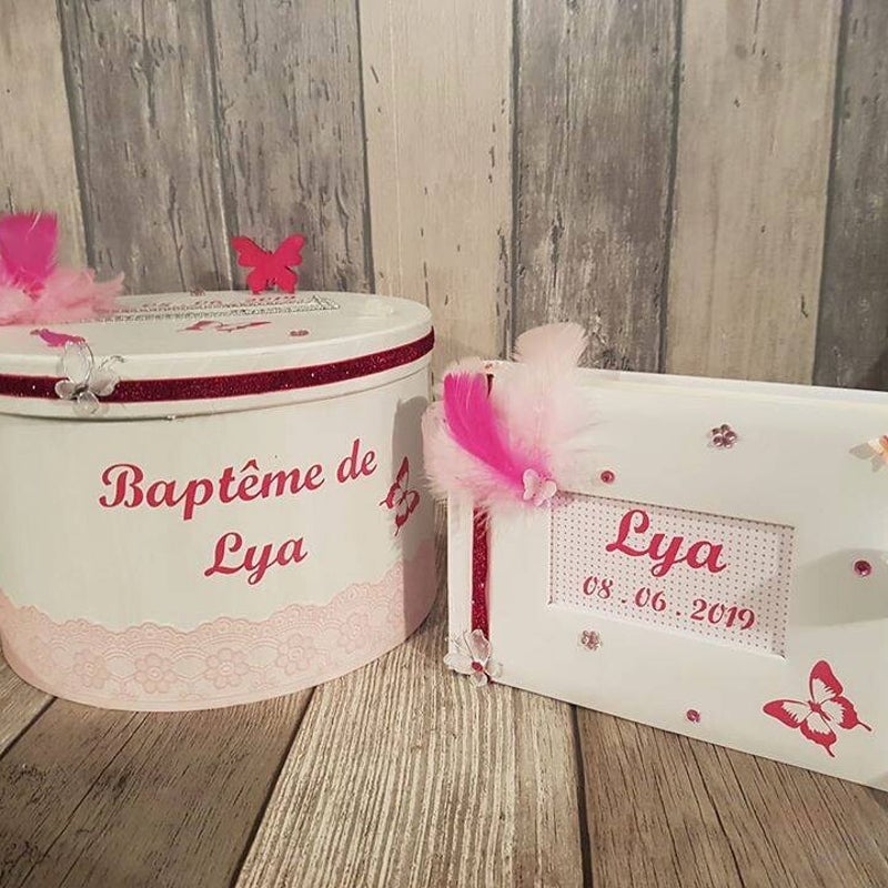 Thème papillon/plume - Rose/Blanc