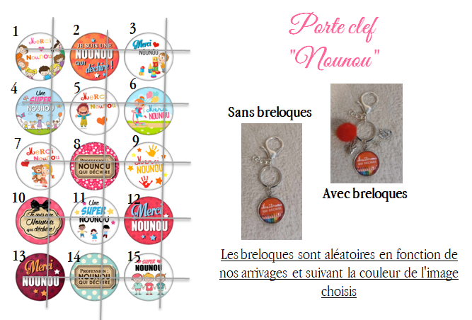 Porte clef fantaisie - Modèle "Merci nounou"