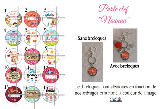 Porte clef fantaisie - Modèle "Merci nounou"