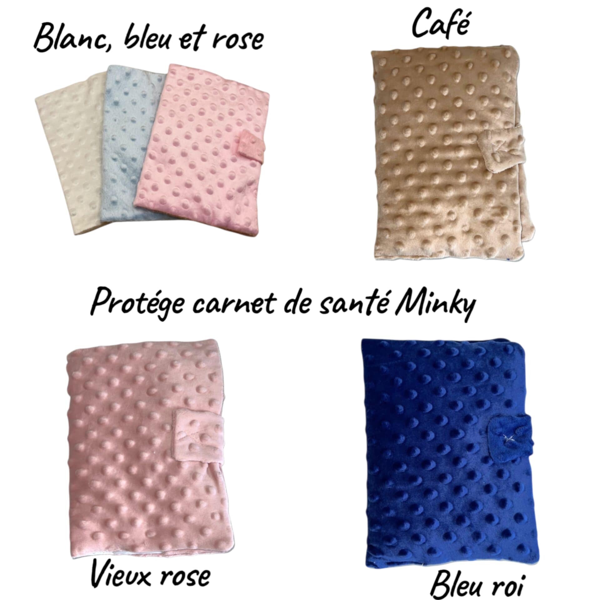 Protège carnet de santé en minky personnalisé - Modèle 100% personnalisable selon vos souhaits