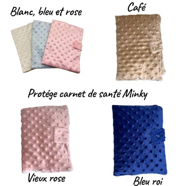 Protège carnet de santé en minky personnalisé - Modèle 100% personnalisable selon vos souhaits