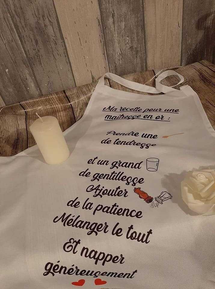 Tablier adulte blanc - Modèle recette