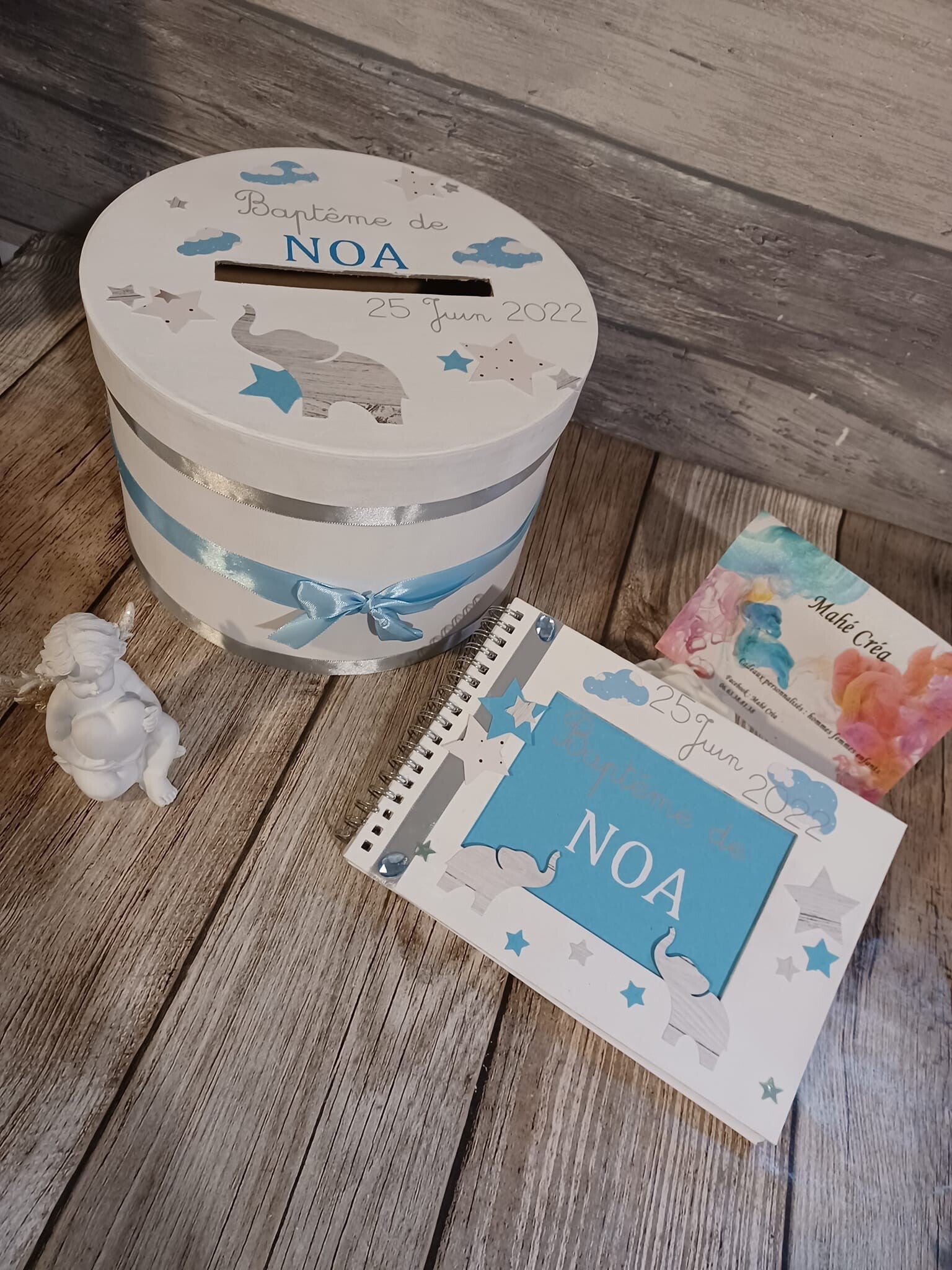 Thème éléphant - Blanc/Bleu