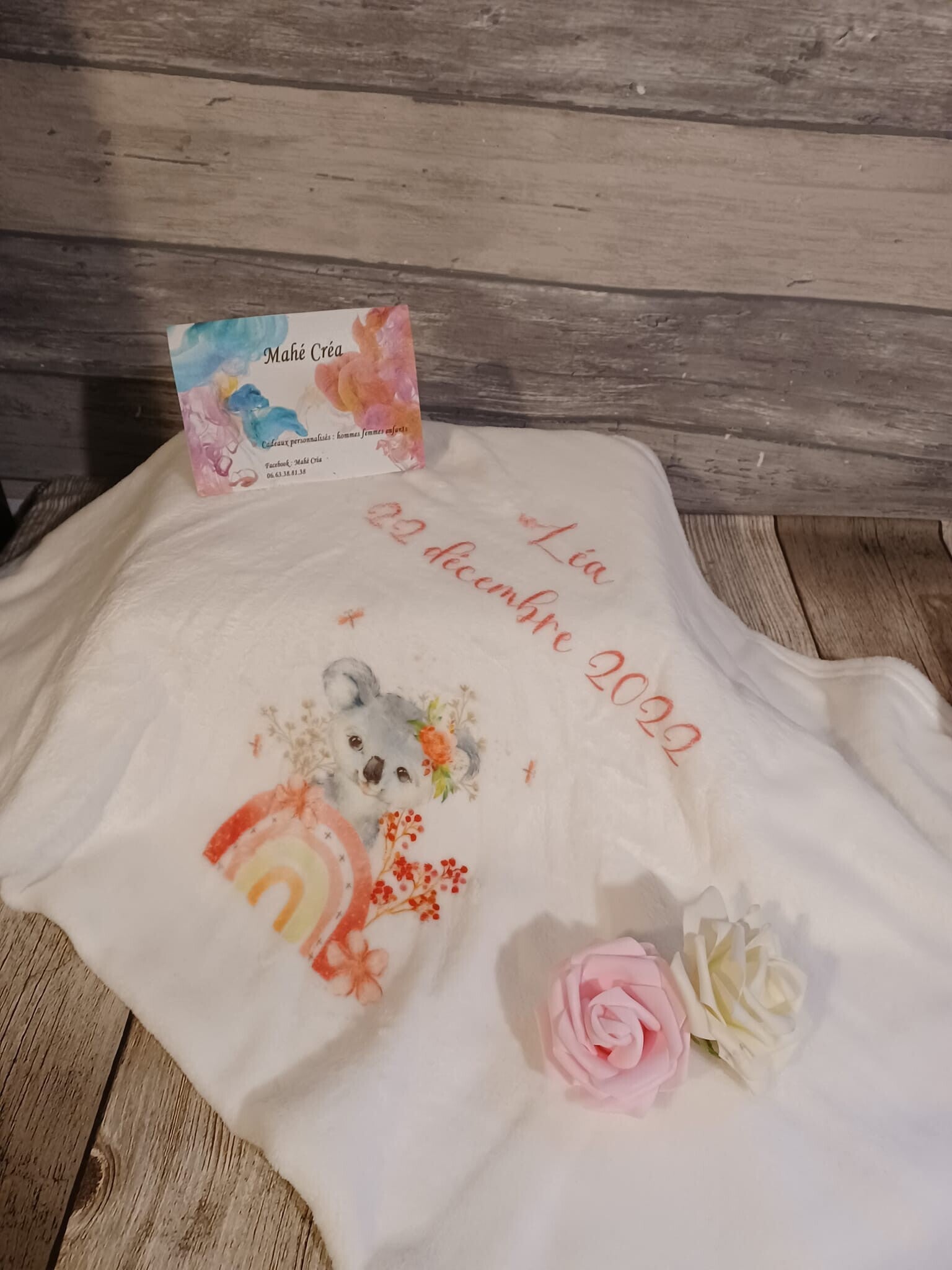 Couverture personnalisée - Modèle koala avec arc-en-ciel