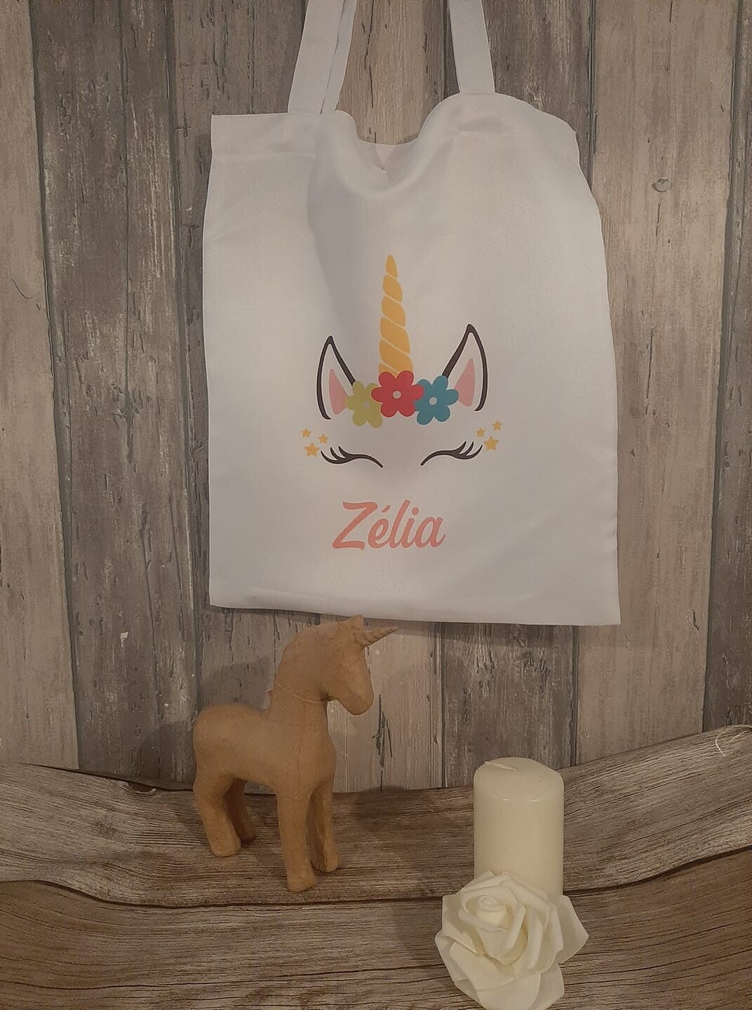 Tote bag personnalisé - Modèle tête de licorne