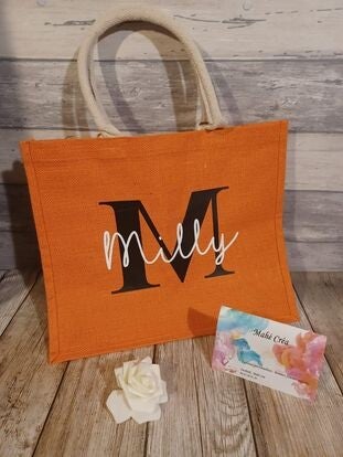 Sac cabas en jute personnalisé - Modèle lettre