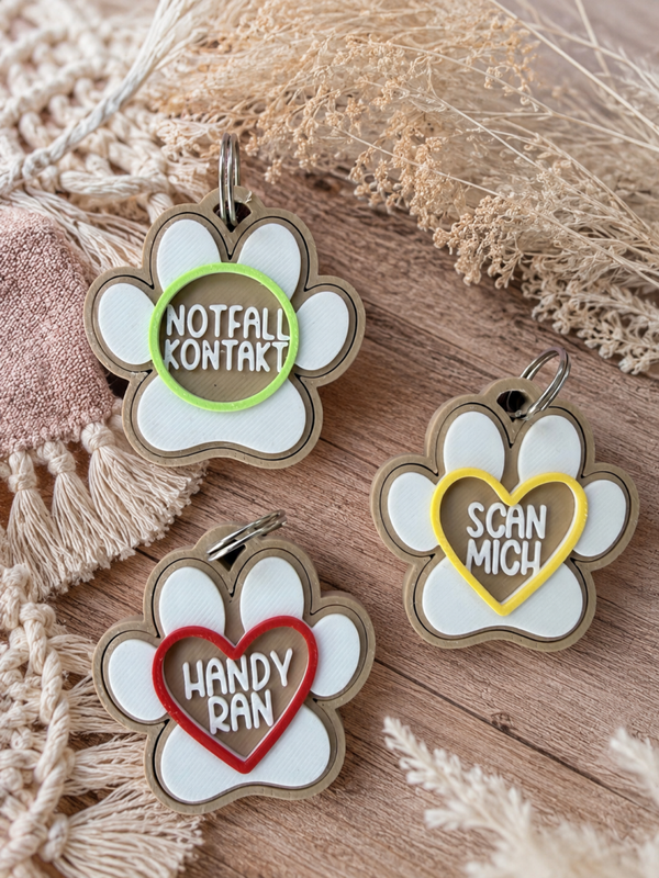 NFC Notfall-Anhänger für Hunde – Pfotenanhänger für Halsband & Geschirr