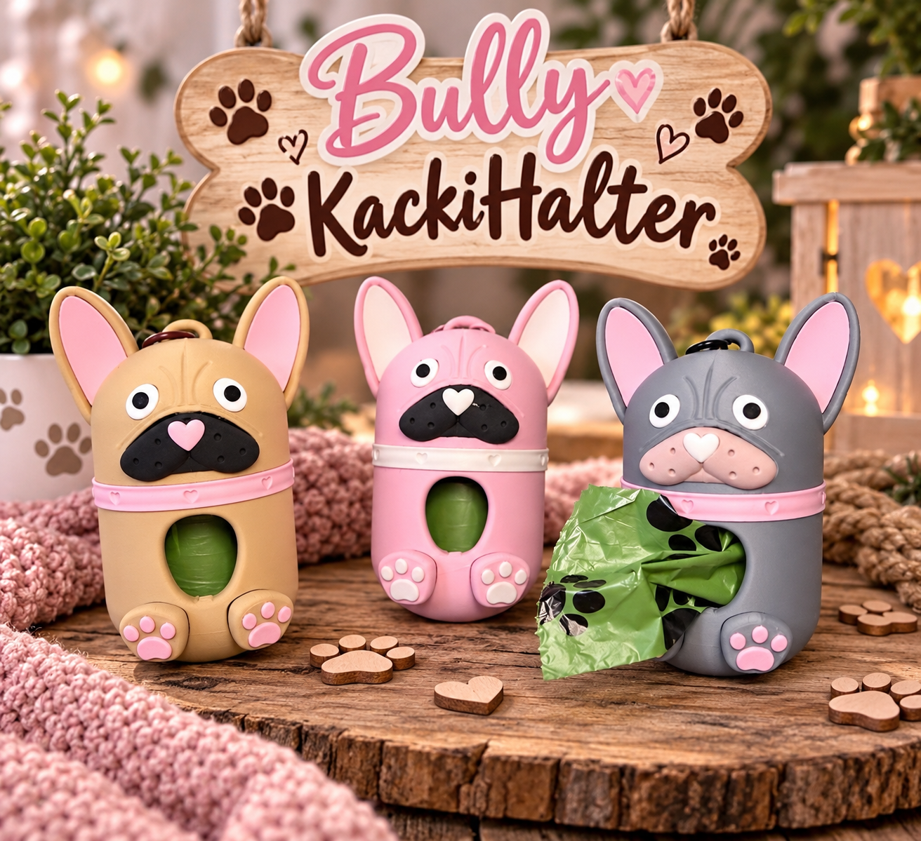 Bully KackiHalter – Kotbeutelspender im Frenchie-Design